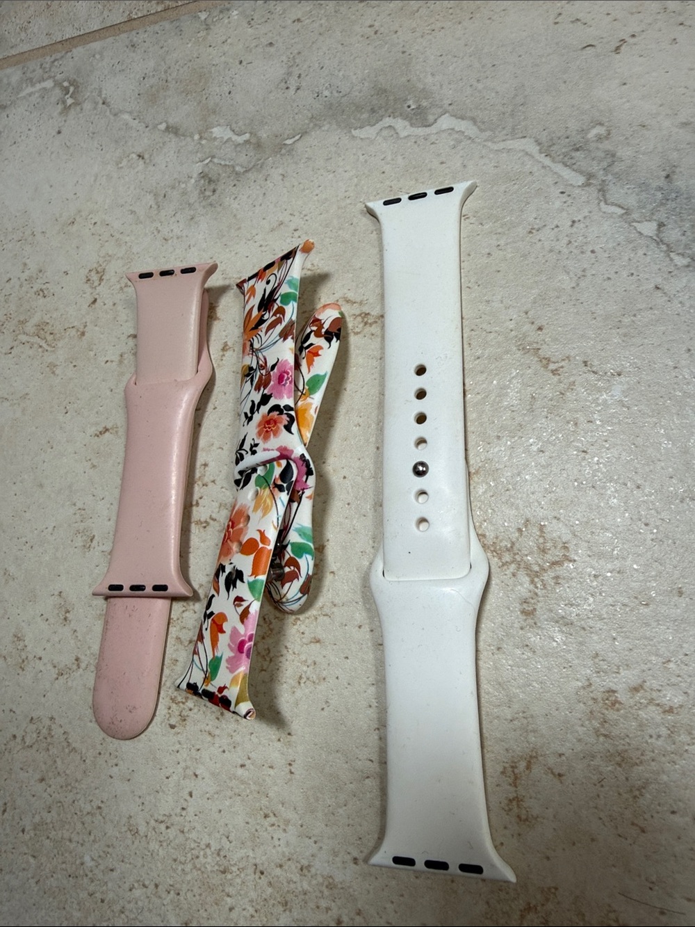 Interchangeable Silicone & Floral Apple Watch Bands - Pink, Floral, White